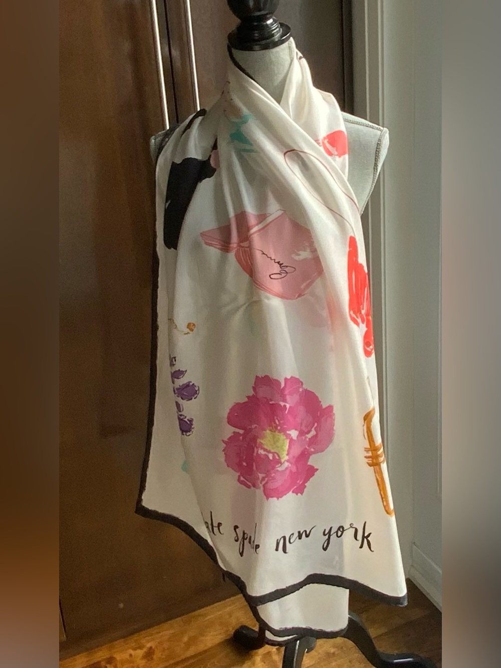 KATE SPADE “THINGS WE LOVE” Oblong Silk Scarf